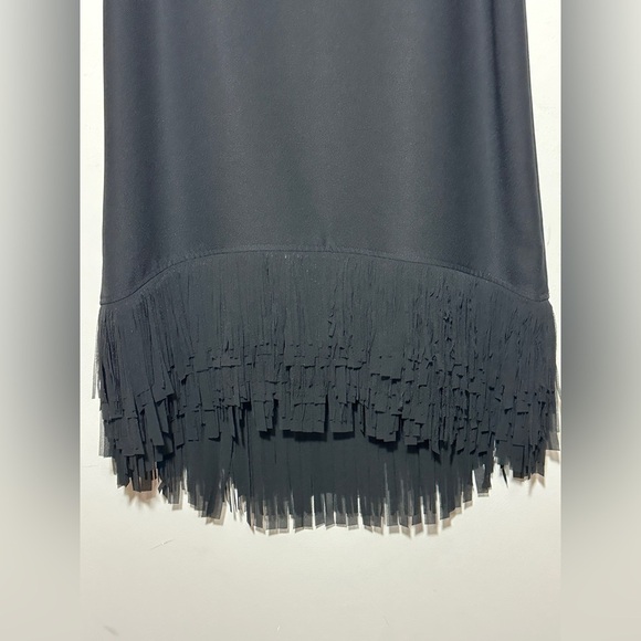 Banana Republic Black Sleeveless Fringe Hem Sheath Dress - Size 2 Festive - Picture 2 of 5